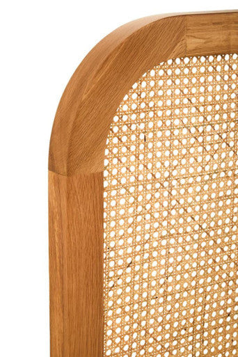 Rattan and Oak Wood Double Bed Headboard | Lyon