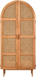 Rattan and Oak Wood 2 Door Wardrobe | Lyon
