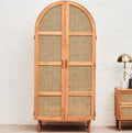 Rattan and Oak Wood 2 Door Wardrobe | Lyon