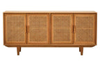 Rattan and Oak Wood 4 Door Sideboard | Lyon