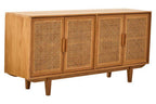Rattan and Oak Wood 4 Door Sideboard | Lyon