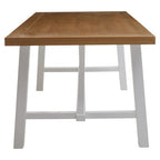 Natural Reclaimed Oak and Birch Wood Rectangular Dining Table with White Painted Base | Parkside