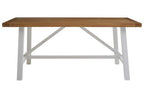 Natural Reclaimed Oak and Birch Wood Rectangular Dining Table with White Painted Base | Parkside