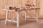Natural Reclaimed Oak and Birch Wood Rectangular Dining Table with White Painted Base | Parkside