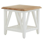 Natural Oak Side Table with White Finished Birch Base and Sculpted Supports | Parkside