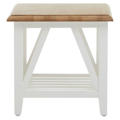 Natural Oak Side Table with White Finished Birch Base and Sculpted Supports | Parkside