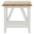 Natural Oak Side Table with White Finished Birch Base and Sculpted Supports | Parkside