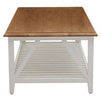 Brown Natural Oak and Birch Wood Rectangular Coffee Table with White Frame | Parkside
