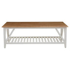 Brown Natural Oak and Birch Wood Rectangular Coffee Table with White Frame | Parkside