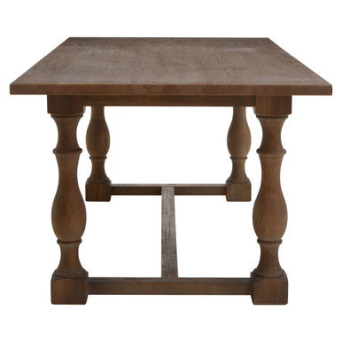 Natural Rectangular Oak Dining Table with Artistically Carved Pedestal Legs, Parkside
