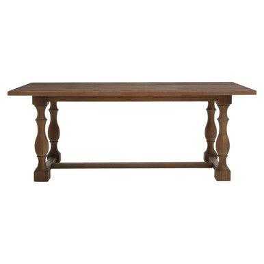 Natural Rectangular Oak Dining Table with Artistically Carved Pedestal Legs, Parkside