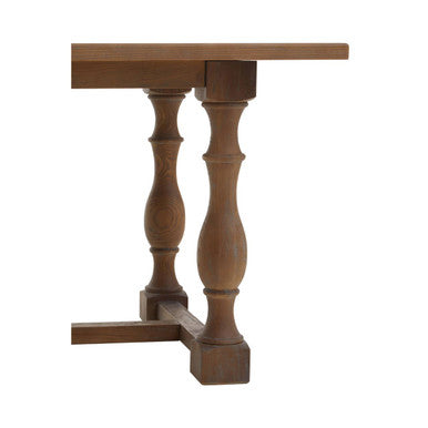 Natural Rectangular Oak Dining Table with Artistically Carved Pedestal Legs, Parkside