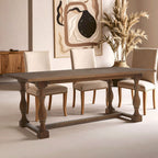 Natural Rectangular Oak Dining Table with Artistically Carved Pedestal Legs, Parkside