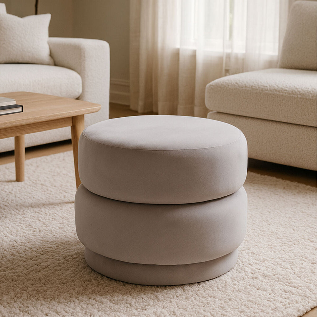 Mink Velvet Oval Pouffe | Hartford