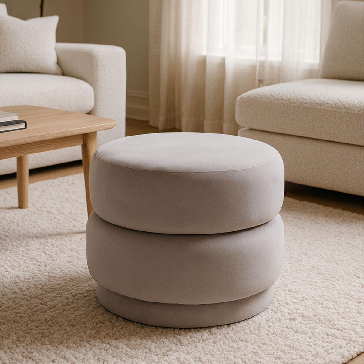 Mink Velvet Oval Pouffe | Hartford