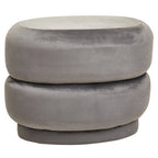 Grey Velvet Oval Pouffe | Hartford