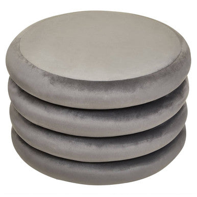 Grey Velvet Round Pouffe | Hartford