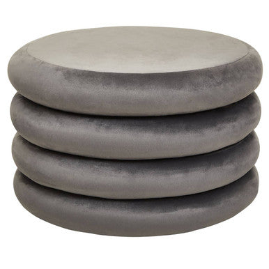 Grey Velvet Round Pouffe | Hartford