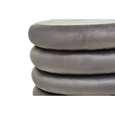 Grey Velvet Round Pouffe | Hartford