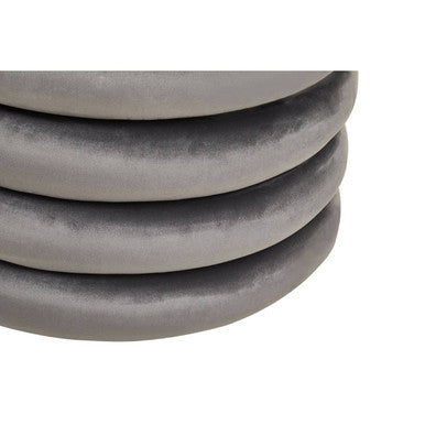 Grey Velvet Round Pouffe | Hartford