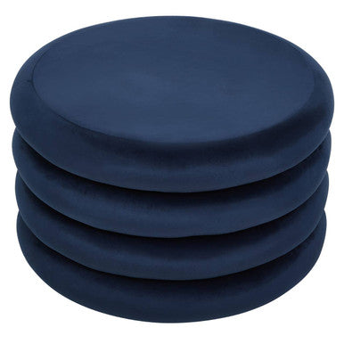 Midnight Navy Velvet Round Pouffe | Hartford