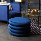 Midnight Navy Velvet Round Pouffe | Hartford