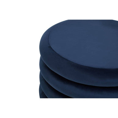 Midnight Navy Velvet Round Pouffe | Hartford