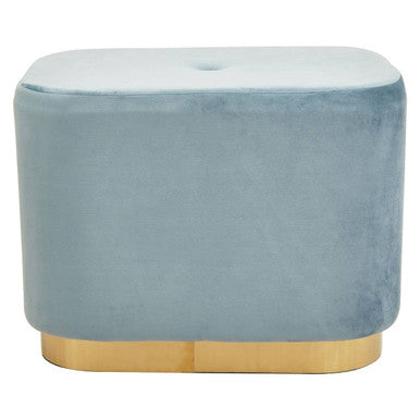 Blue Velvet and Matte Gold Rectangular Pouffe | Hartford