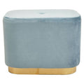 Blue Velvet and Matte Gold Rectangular Pouffe | Hartford