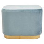 Blue Velvet and Matte Gold Rectangular Pouffe | Hartford