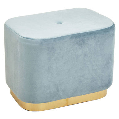 Blue Velvet and Matte Gold Rectangular Pouffe | Hartford