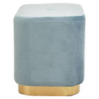 Blue Velvet and Matte Gold Rectangular Pouffe | Hartford