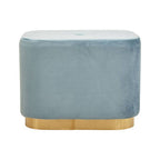 Blue Velvet and Matte Gold Rectangular Pouffe | Hartford
