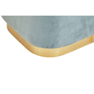 Blue Velvet and Matte Gold Rectangular Pouffe | Hartford