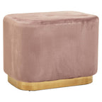 Dusty Pink Velvet and Matte Gold Rectangular Pouffe | Hartford
