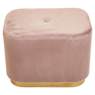 Dusty Pink Velvet and Matte Gold Rectangular Pouffe | Hartford