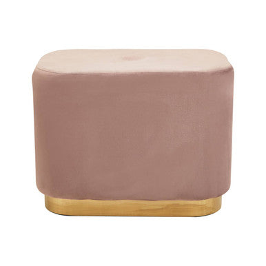Dusty Pink Velvet and Matte Gold Rectangular Pouffe | Hartford