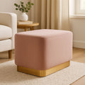 Dusty Pink Velvet and Matte Gold Rectangular Pouffe | Hartford