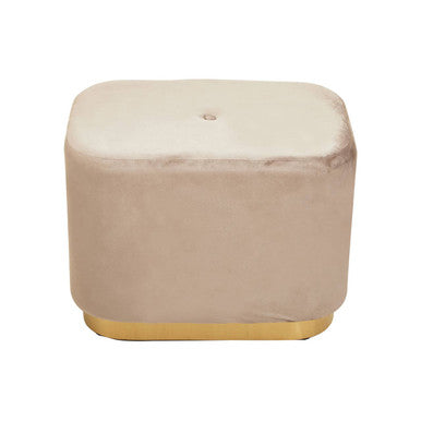 Mink Velvet and Matte Gold Rectangular Pouffe | Hartford