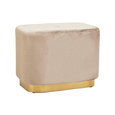 Mink Velvet and Matte Gold Rectangular Pouffe | Hartford