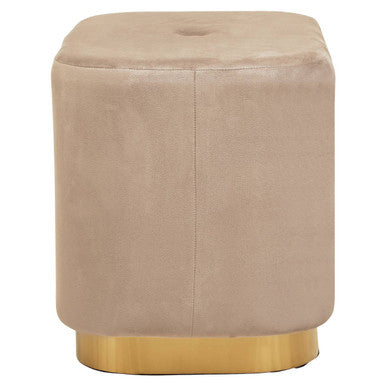 Mink Velvet and Matte Gold Rectangular Pouffe | Hartford