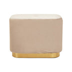 Mink Velvet and Matte Gold Rectangular Pouffe | Hartford