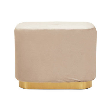 Mink Velvet and Matte Gold Rectangular Pouffe | Hartford