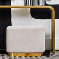 Mink Velvet and Matte Gold Rectangular Pouffe | Hartford