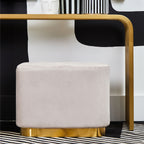 Mink Velvet and Matte Gold Rectangular Pouffe | Hartford