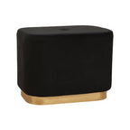 Black Velvet and Matte Gold Rectangular Pouffe | Hartford