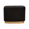 Black Velvet and Matte Gold Rectangular Pouffe | Hartford