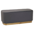 Grey Velvet Bench with Matte Gold Base | Hartford