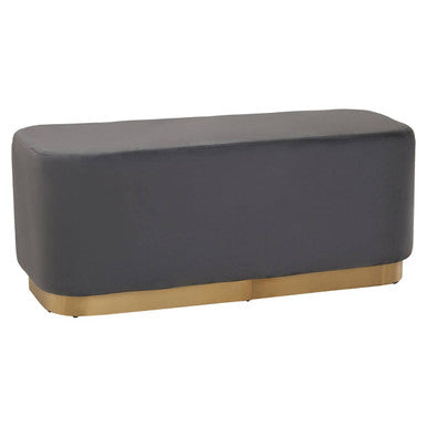 Grey Velvet Bench with Matte Gold Base | Hartford