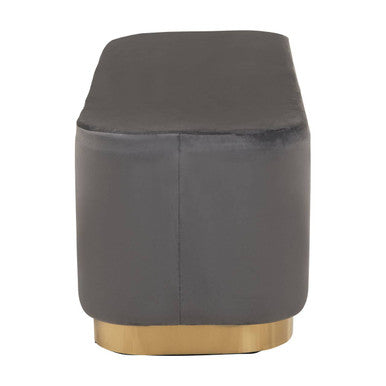 Grey Velvet Bench with Matte Gold Base | Hartford